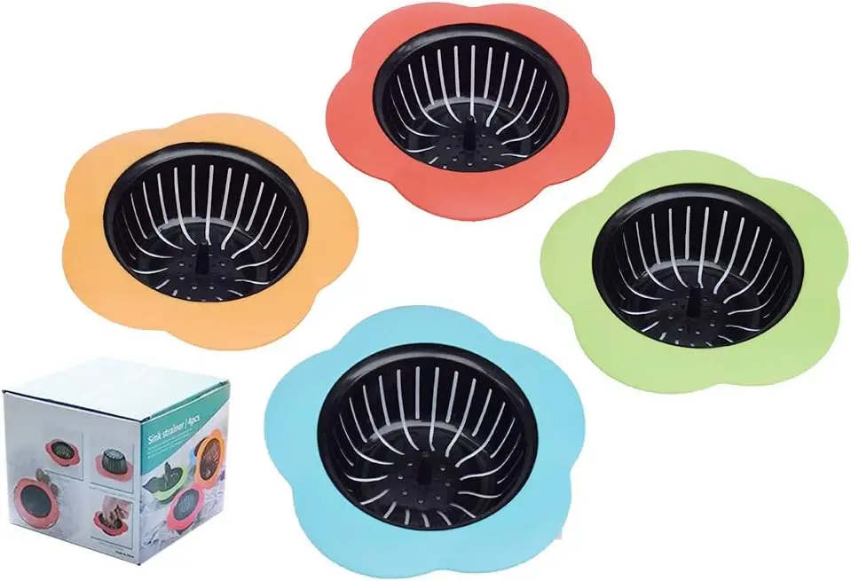 

Kitchen Sink Strainer 4 Pack, Large Rim Drain Filter 4.5" Diameter with Silicone Edge for Easy Clean