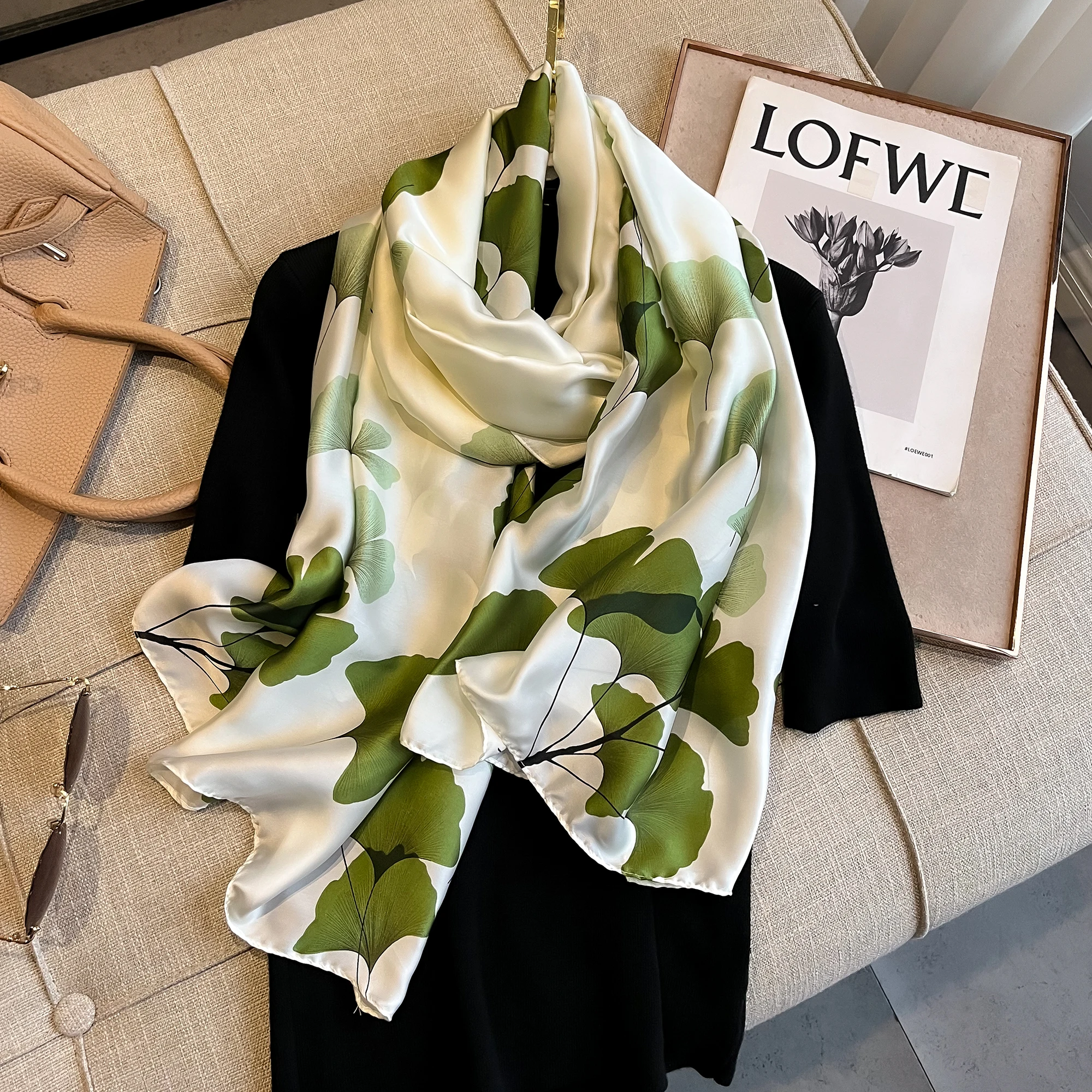 2024 New 180*90cm Luxury Brand Women Scarf Summer Silk Shawl Lady Wrap Soft Female Beach Stole Bandanna foulard muffler