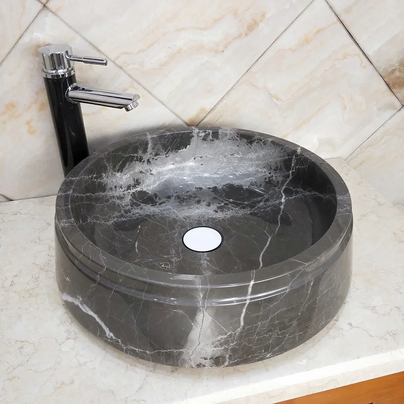 Flat bottom basin, on the basin, wash face, natural stone, bathroom light luxury bathroom