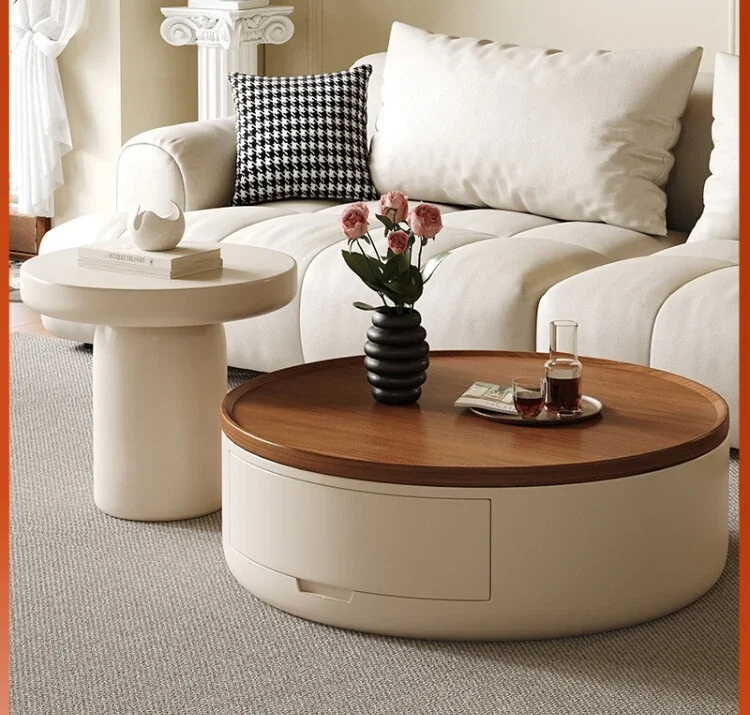 

журнальный столик Italian Light Luxury Living Room Coffee Table Minimalist Creative Solid Wood Paint Size round Tea Table French