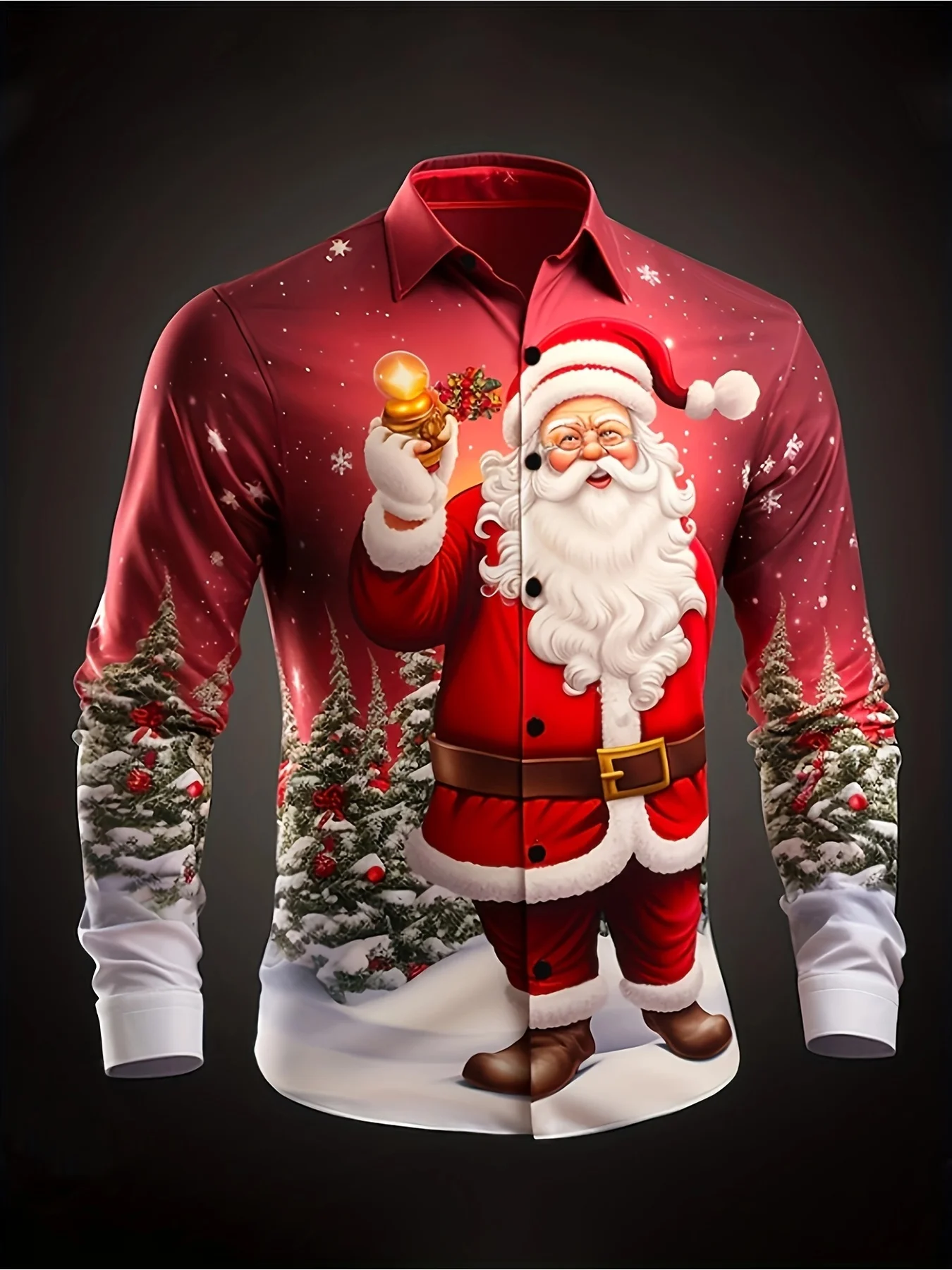 

Men's Bamboo Knot Christmas Santa Motorcycle Graphic shirt - Long Sleeve Button-Up Formal party & Everyday Holiday Shirt -