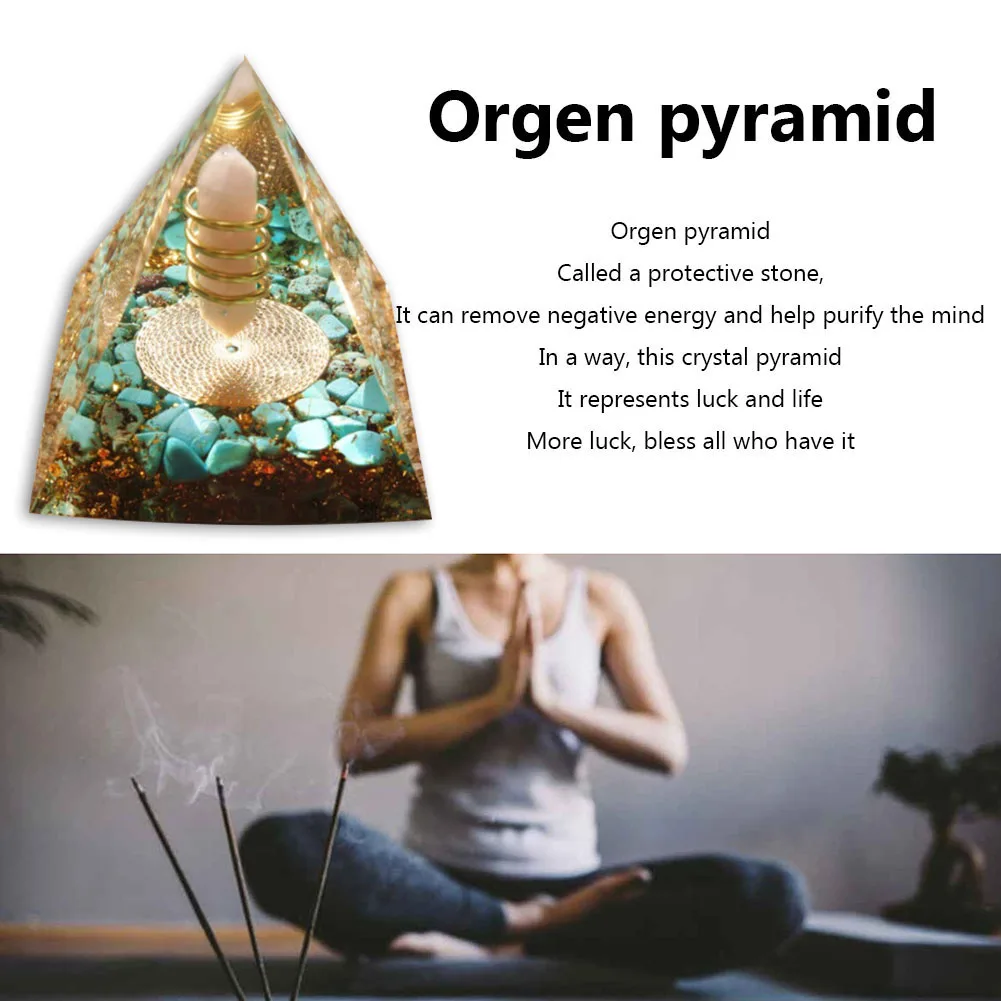 Energy Pyramid Orgonite Pyramid Reiki Natural Amethyst Ball Crystal Healing Stones Chakra Meditation Tool Ornaments Home Decor