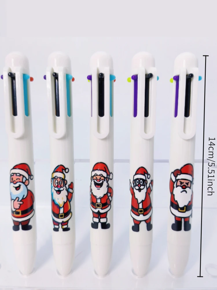 

10PCS Santa Claus shape ballpoint pen, Christmas themed multi-color pen, gift ballpoint pen