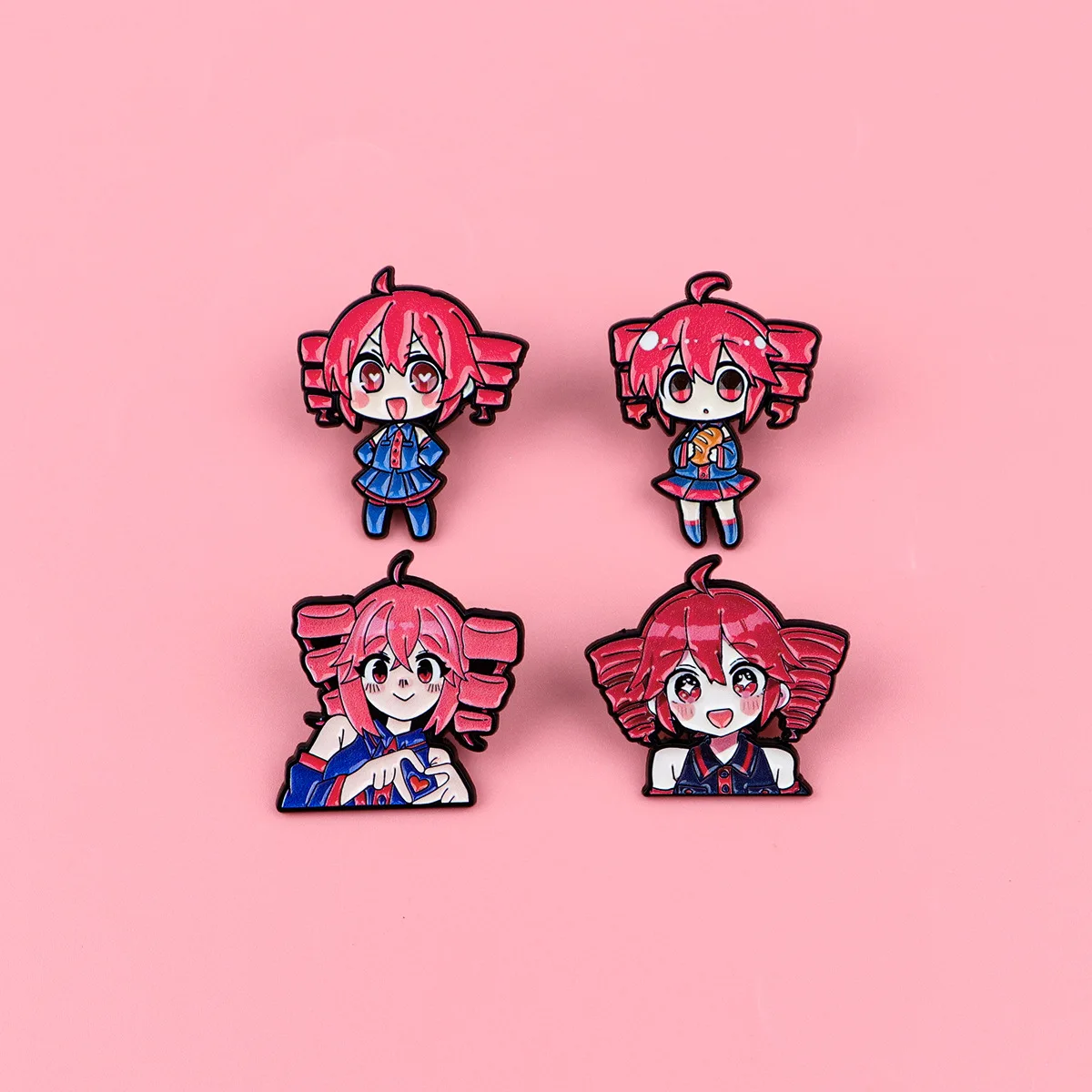 4pcs/Set Anime Kasane Teto Enamel Pin Cartoon Pink Haired Badge Brooch Backpacks Bag Collar Lapel Decoration Jewelry Fans Gifts image 2