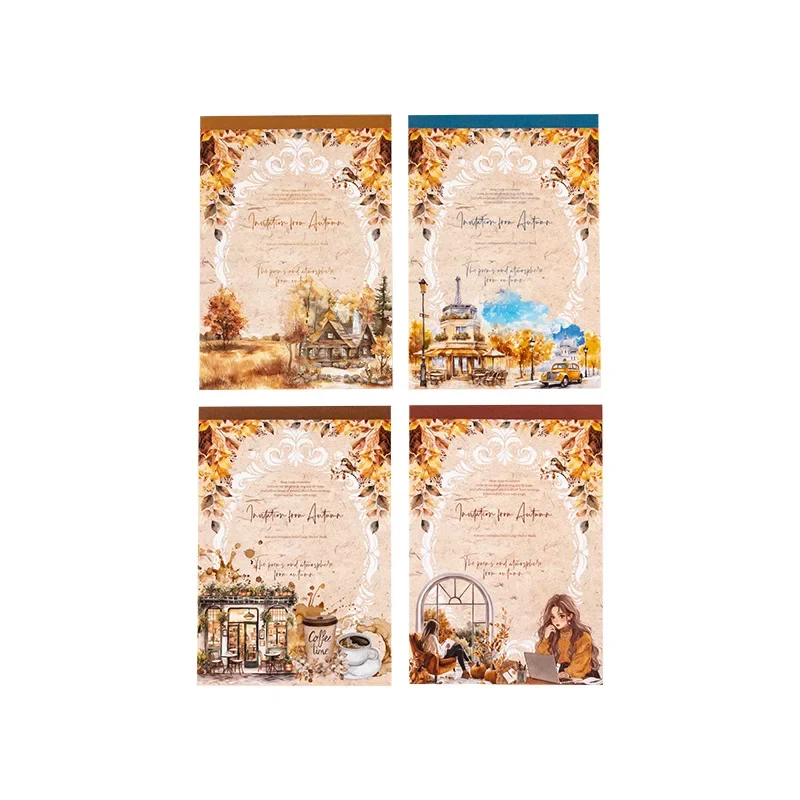 

1pack/2pack Warm-Toned Autumn Scenery Sticker Book 4 Large Die-Cut Sheets in Nostalgic Invitation Series 20 Sheets/pack