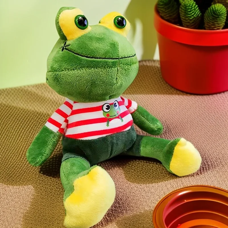 28CM Cartoon Striped Cute New Frog Plush Toy Kawaii Big Eye Frog Dollsperfect for Children's Festival Birthday Gifts