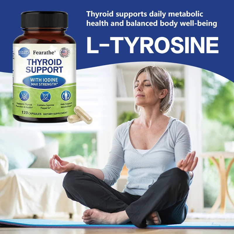 Thyroid Wellness Capsules with L-Tyrosine, Ashwagandha, Cayenne Pepper, Kelp, Support Metabolism, Energy & Cognitive Focus