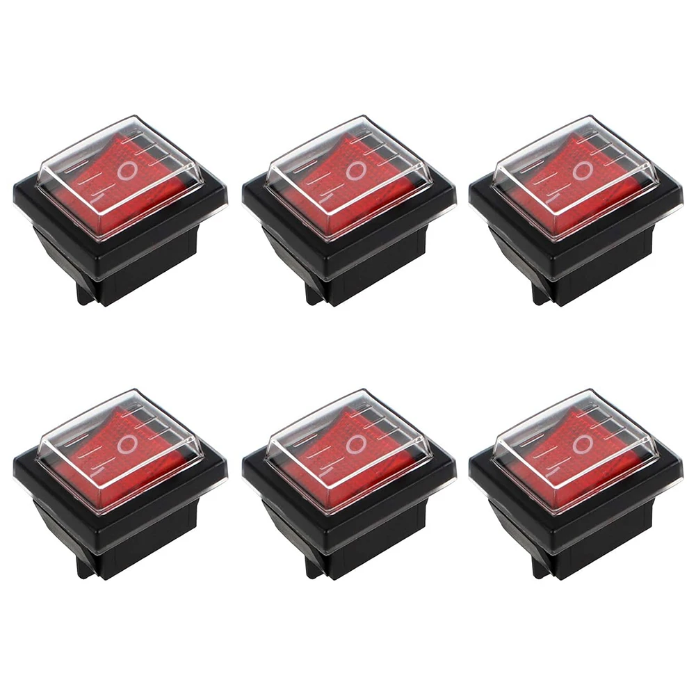 4-Pin Rocker Switch Red Illuminated Switch Automobile Boat Light Indicator Thermoplastic Engineering Materials