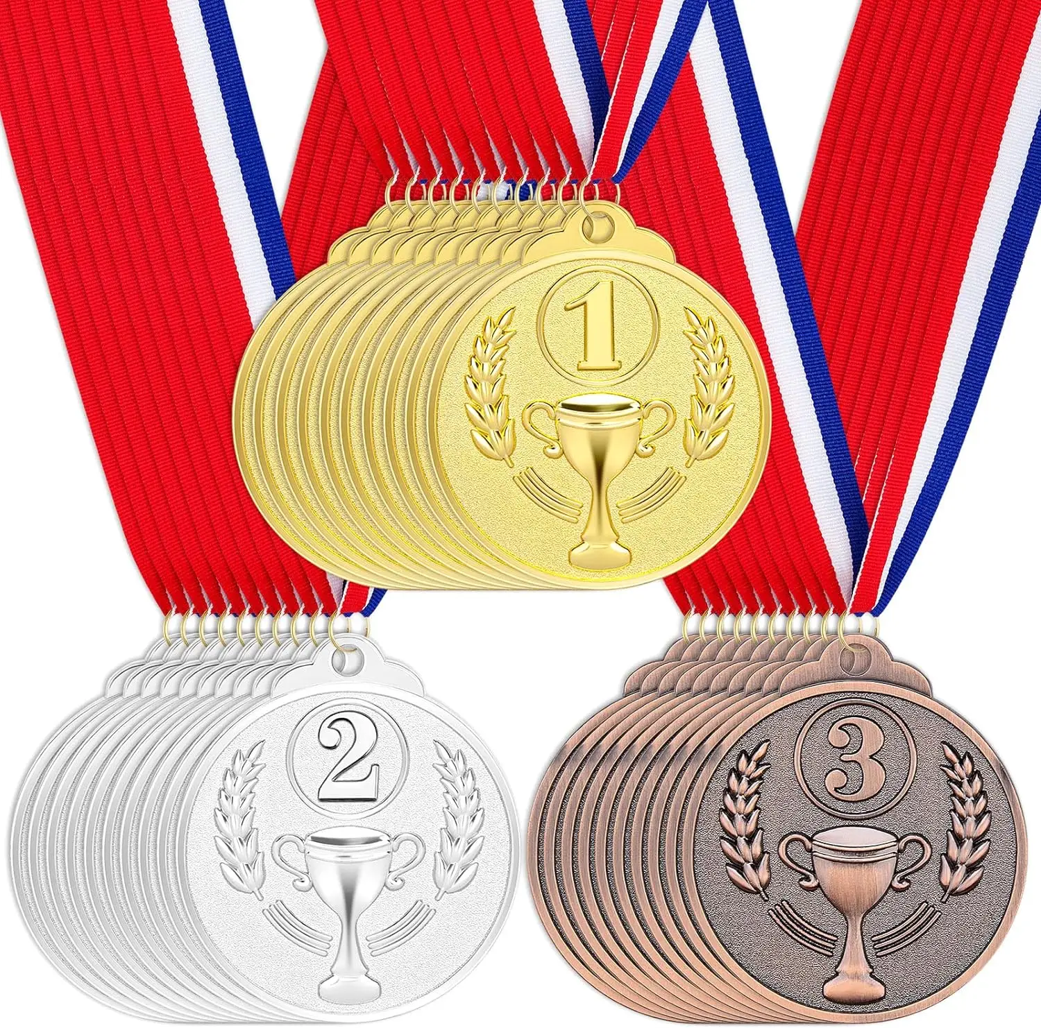 5Pcs Winner Medals Golden Silver Bronze Award 1st 2nd 3rd Prizes for Competitions School Soccer Sports Winner Prize Presents