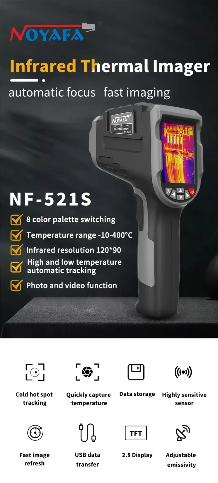 NF-521S Handgehaltene IR-Wärmebildkamera Digitales Nachtsichtgerät Infrarot-Thermometer Fußbodenheizungs-Leckagetester – Detail 1