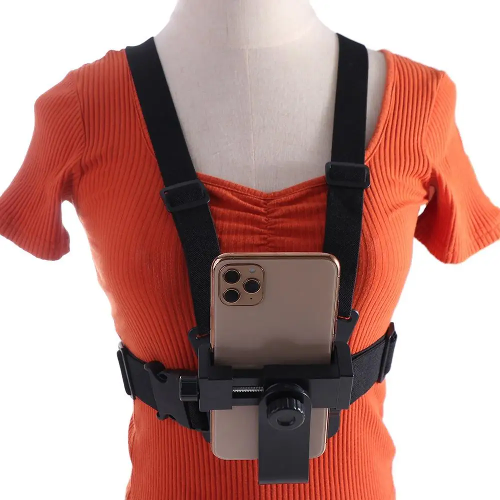 Adjustable Phone Chest Harness Holder Strong Stability Rotating Chest Strap Fixation Bracket Elastic Release of Hands