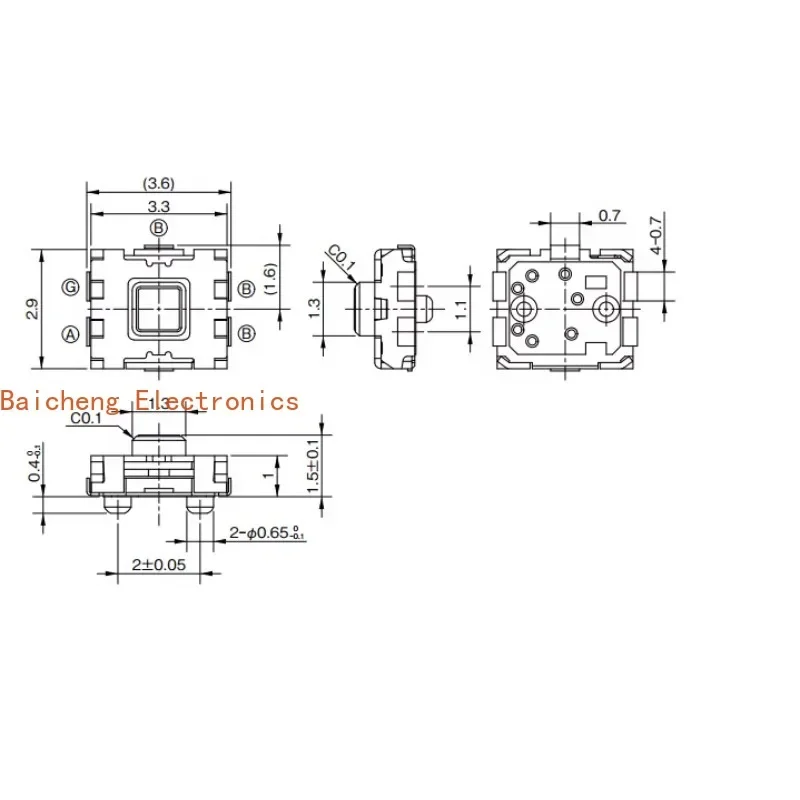 50PCS Mini 2.9 * 3.6 * 1.5 patch 5/4-pin touch button with pillar waterproof dust switch