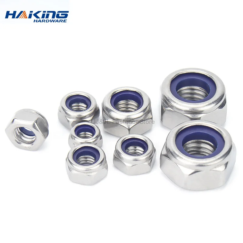 Nylon Lock Nut Stainless Steel Hex Hexagon Locking Nut M2 M2.5 M3 M4 M5 M6 M8 M10 M12 M14 M16 M20 M24 Locknut DIN985