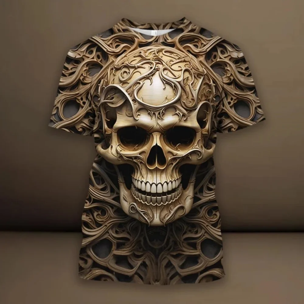 2024 Summer New Men T-Shirt Harajuku Spider Skull 3D Printed T-Shirt Men's Clothing Fashion Punk Tees Casual Street Wear T-Shirt image 4