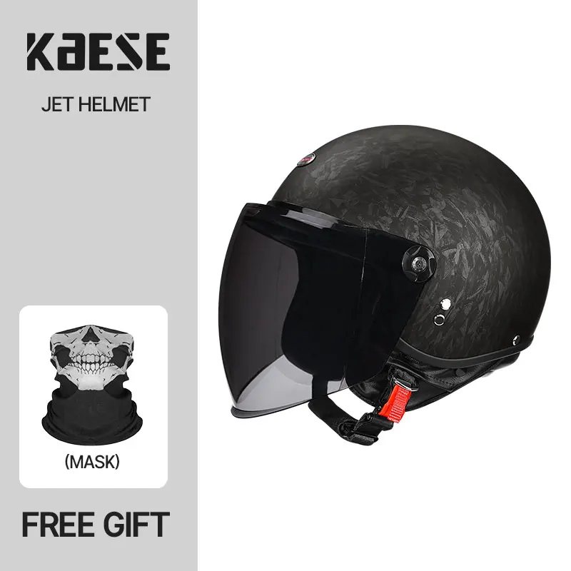 

Unique Forged Pattern 3/4 Open Face Motorcycle Helmet DOT Certified with Smoke Glasses Fit for Adults Using in Any Conditions