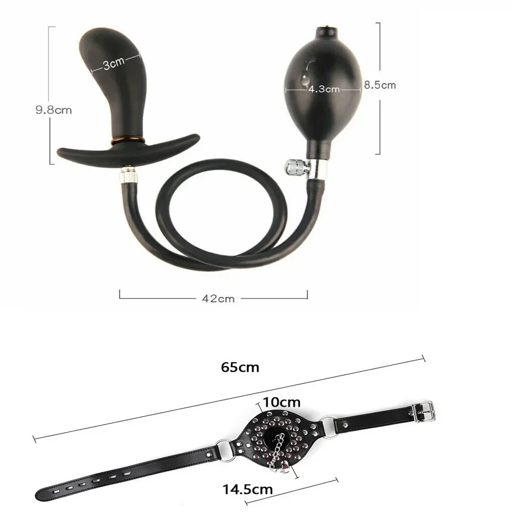 Plug Pump Inflatable Anal Mouth Plug Butt Plugs Dildo Anal Expander Gag In Mouth for Girl Bondage BDSM Sex Toys for Adults 18+