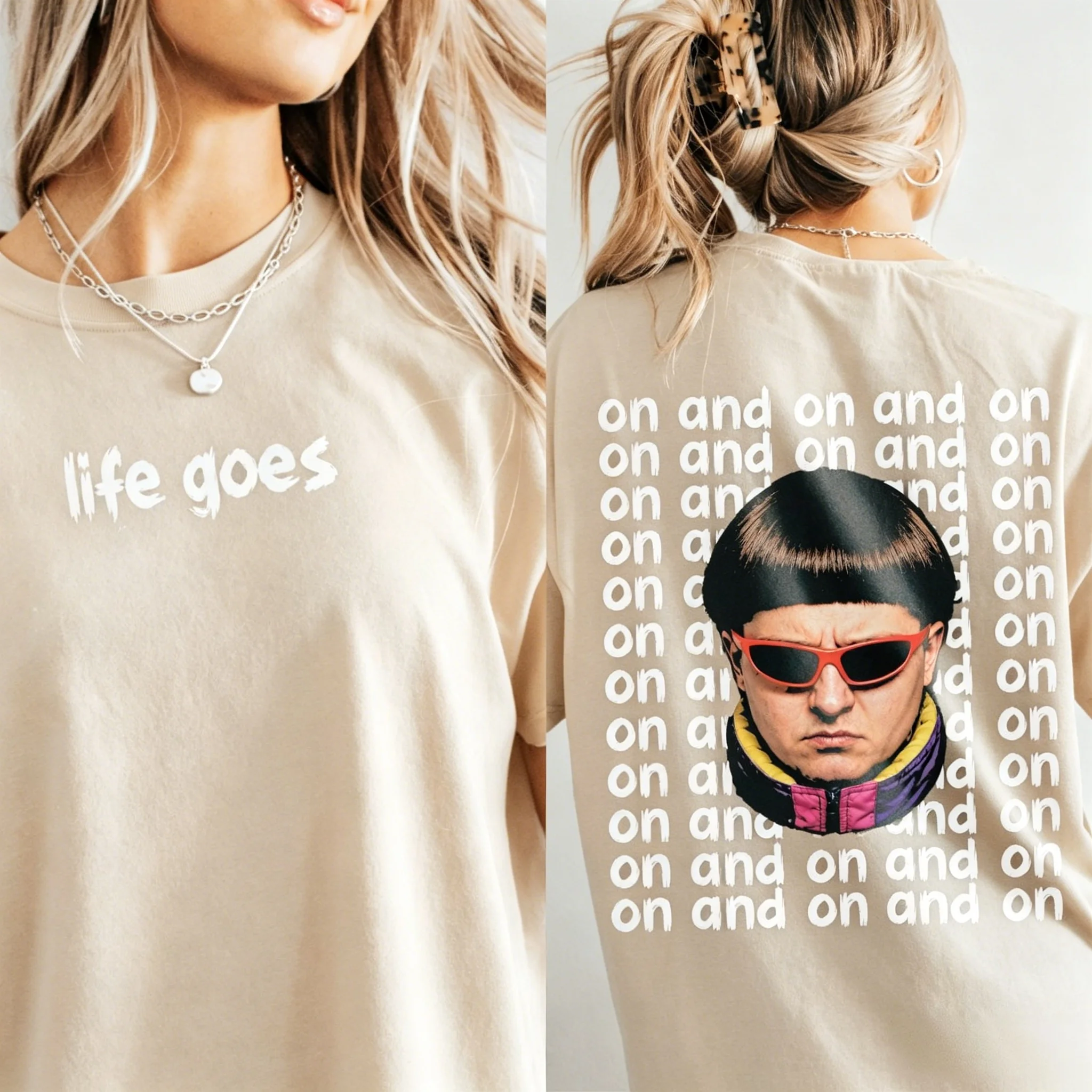 Oliver Tree Shirt 'Life Goes on' Bedrucktes Muster Reines Baumwoll-T-Shirt Y2K Musik-Fan-Shirt 2026 Sommer Herren Damen Streetwear – Detail 7