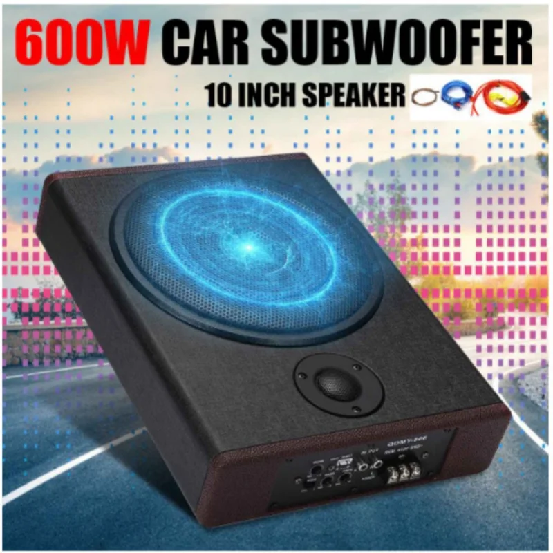 8 inch car stereo modification ultra-thin subwoofer high power 12V with treble active wood leather audio