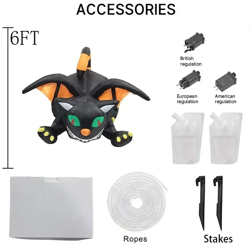 6FT Illuminazione natalizia Decorazioni di Halloween Drago con ali LED incorporati Prop Outdoor Indoor Party Prato Cortile Decorazioni da giardino