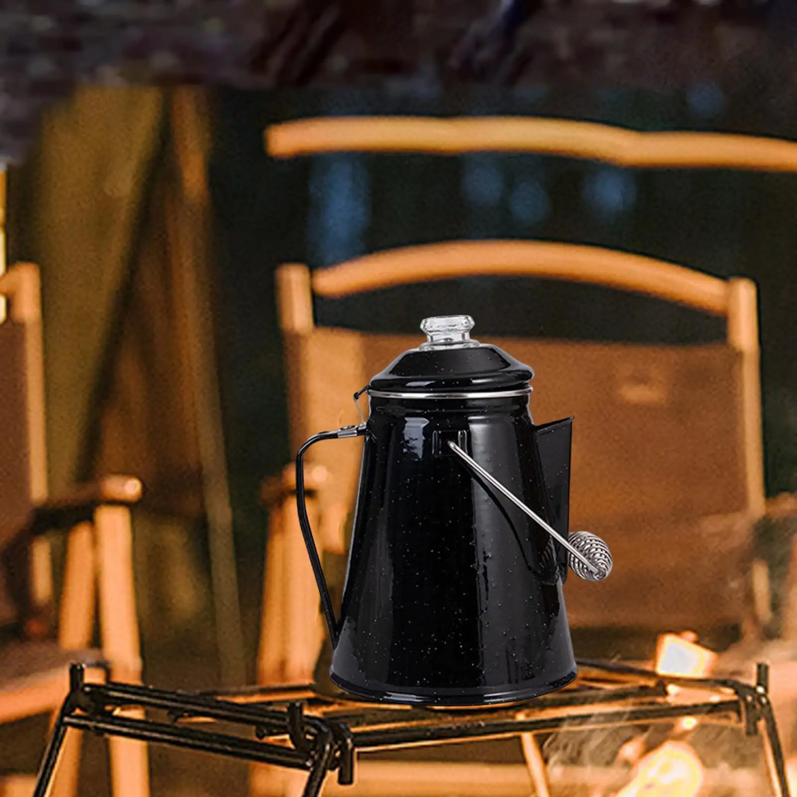 

Coffee Percolator Enamel Stylish Classic Multifunctional Tea Kettle Coffee Boiler for Gatherings Picnic Hiking Kitchen Trips