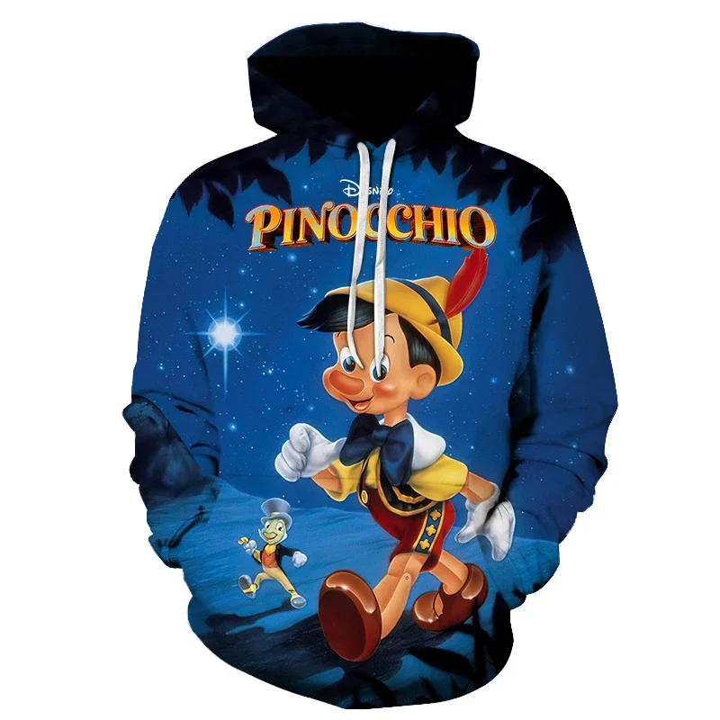 Disney Boys and Girls Hoodie Pinocchio Men's Hoodie 3D Printing New Pullover MINISO Men's Hoodie Fashion Men's Clothing