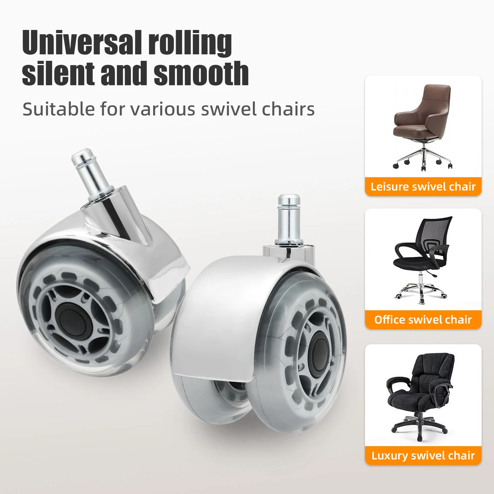 

5PCS Office Chair Caster Swivel Rubber Mute Rollers Furniture Hardware Chair Wheels Computer Desk Wheels Accessories Replacement