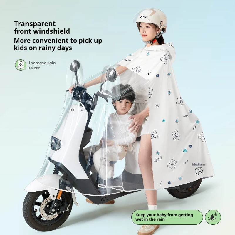 Electric Battery Motorcycle Specific Transparent Enlarged Thick Adult One-Piece Raincoat