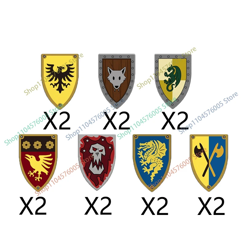 Figurine de soldat militaire médiéval, accessoires Waffen, blocs de construction, casque de chevalier, cape, armure, jouet en brique de lance S06