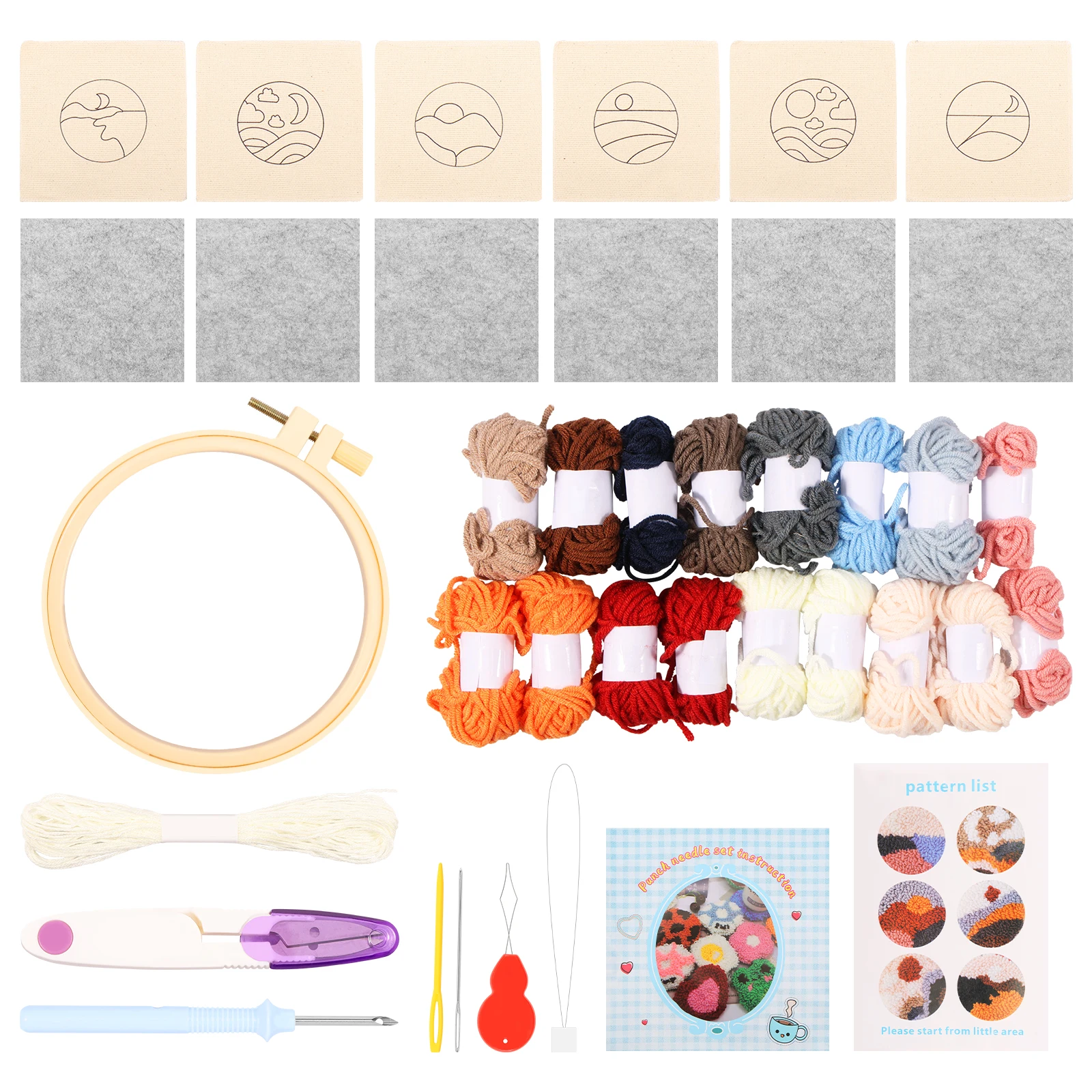 

6 шт., набор ковриков для чашек с иглой для ударов, наборы для рукоделия с иглой для вышивания, полный набор для рукоделия с иглой для удара, 6 подушечек для чашек с узором