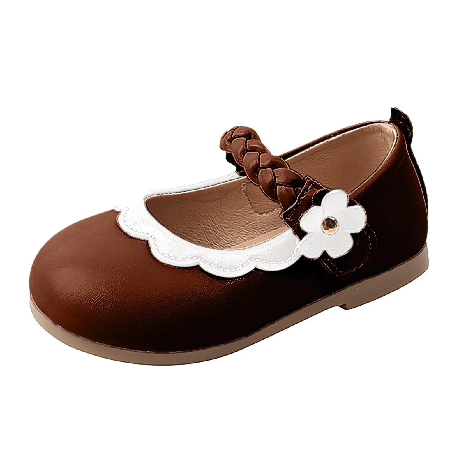 Four Colors Matte Pu Leather Beautiful Children Flats Girl's Princess Shoes Braided Flower Classic Autumn Kids Mary Janes