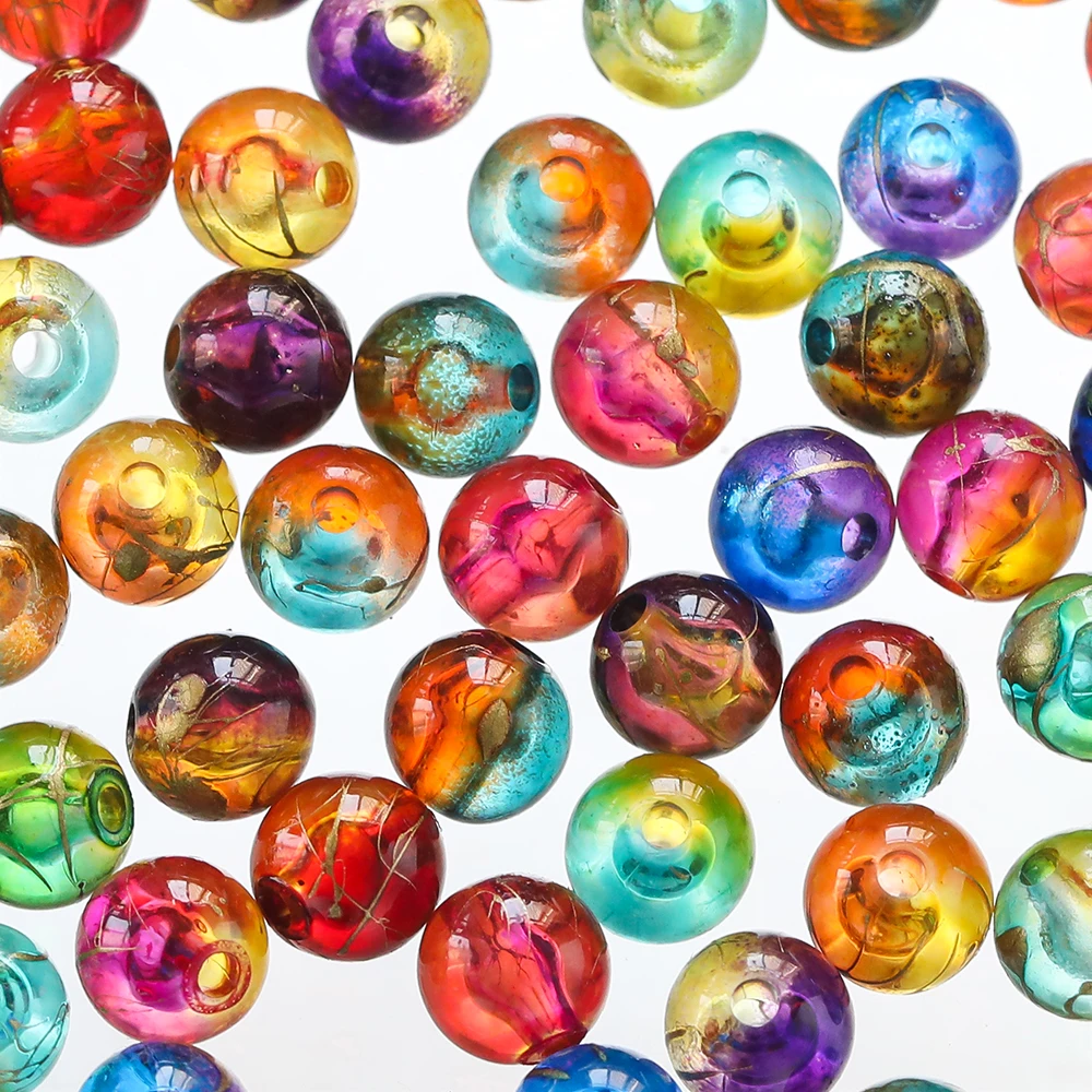 

20 50 шт./партия, разноцветные акриловые бусины, 8 мм