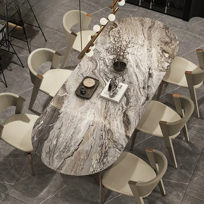 Any Size Custom Natural Raw Marble Dining Table Original Texture Waterproof Anti Stain Wear Resistant Rustic Home Dining Table