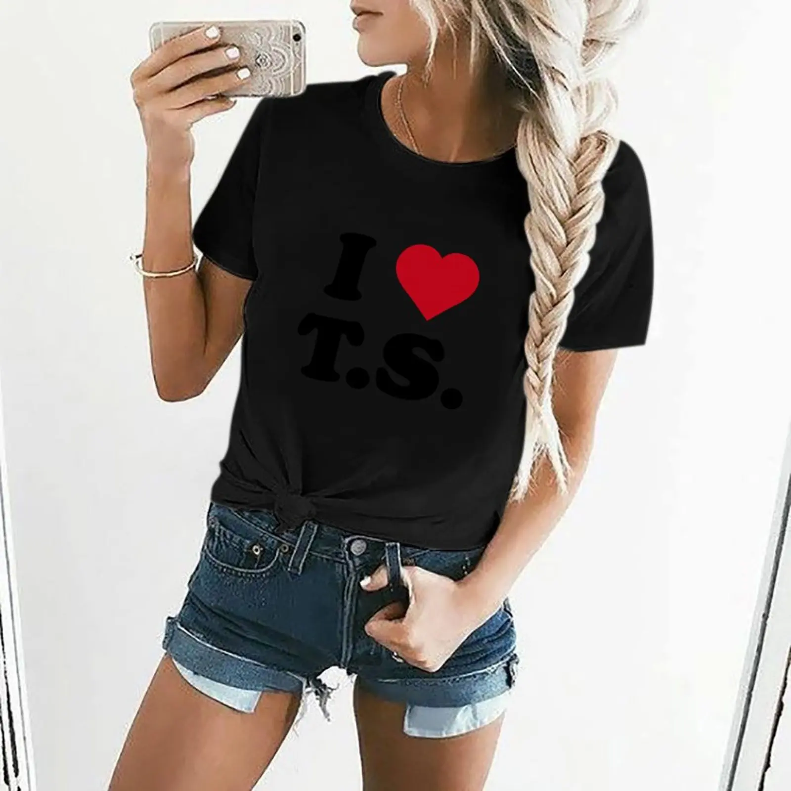 i heart ts T-Shirt koszulki koszulki graficzne koreańskie modne bawełniane koszulki damskie