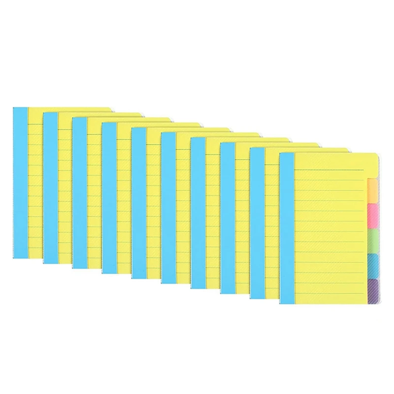 10Pcs 5.9X3.9 Inch Lined Sticky Notes For Study Notes Works School Office Supplies