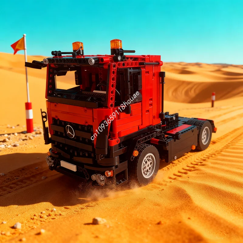 

1446 шт. MOC полуприцепный грузовик Mercedesesed, техническая модель, строительные блоки, идея для сборки, Рождественский подарок, образовательная кирпичная игрушка для детей