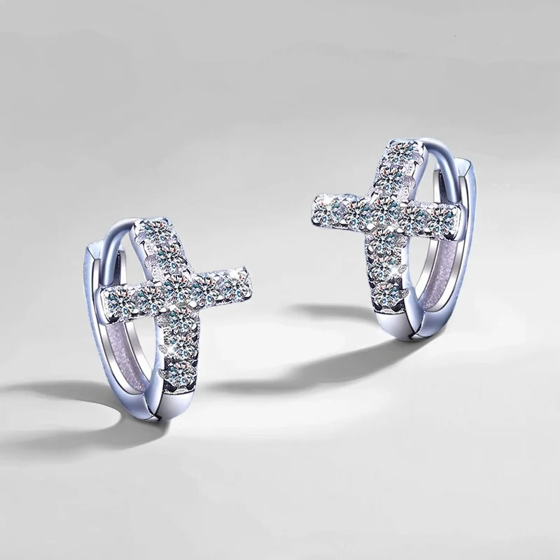 

Серьги-гвоздики с муассанитом 0,3 карата, стерлинговое серебро S925, корейский стиль, дизайн креста, роскошный минималистичный бестселлер, сертифицированный GRA подарок