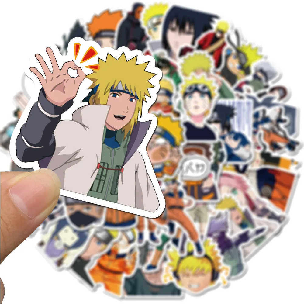 New Arrival Good 50Pcs Naruto Stickers Uzumaki Naruto Kakashi Uchiha Sasuke Itachi Anime Kawaii Cartoon Waterproof Sticker Toys