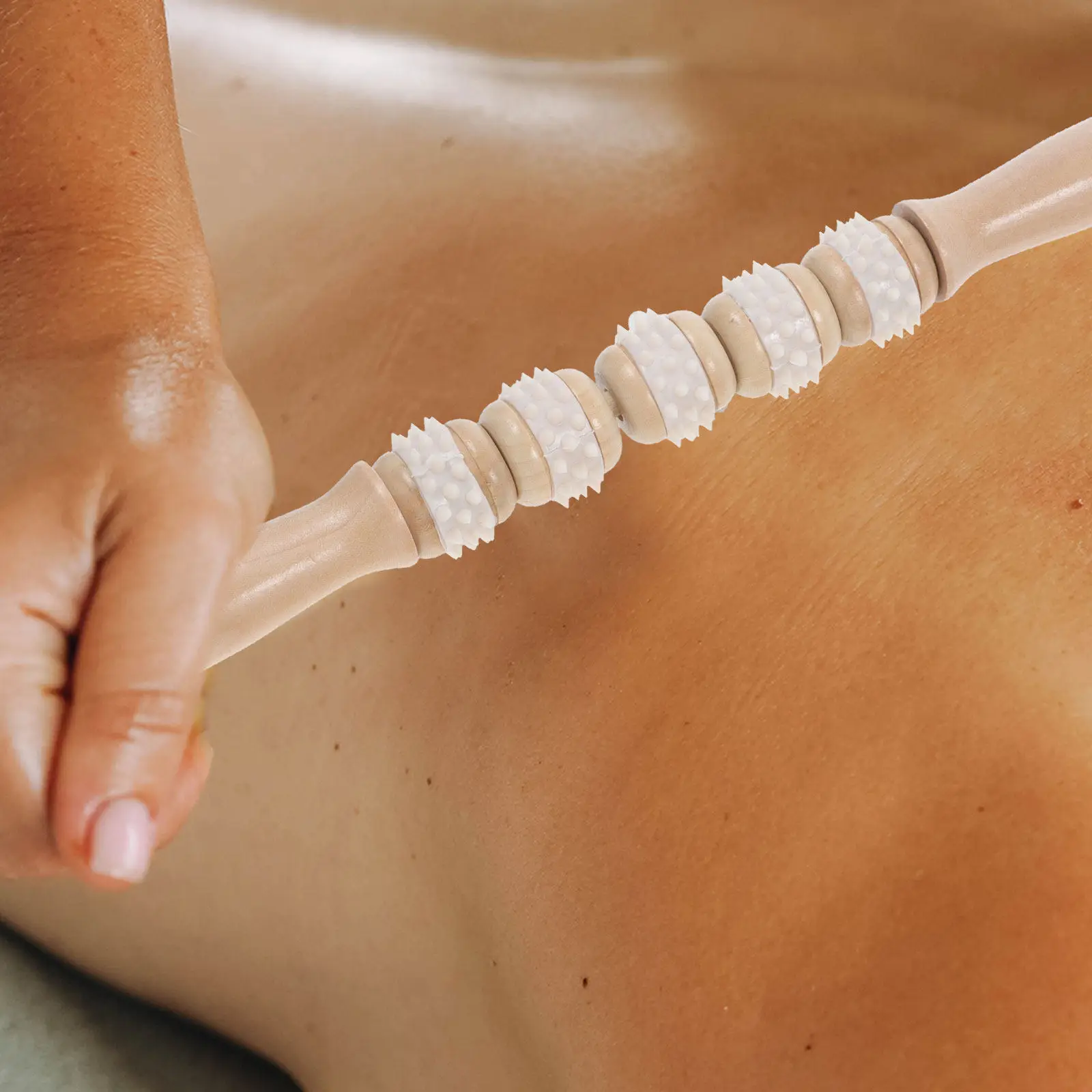 

2Pcs Wooden Massage Roller Set Natural Wood and Soft Silicone Full Body Muscle Relief Portable Massage Tools for Back Neck