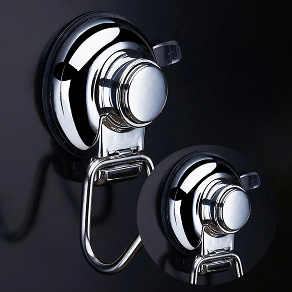 

3Pcs Seamless Stainless Steel Vacuum Hooks Strong Double Hooks No Drilling Easy Install Bathroom Kitchen Refrigerator