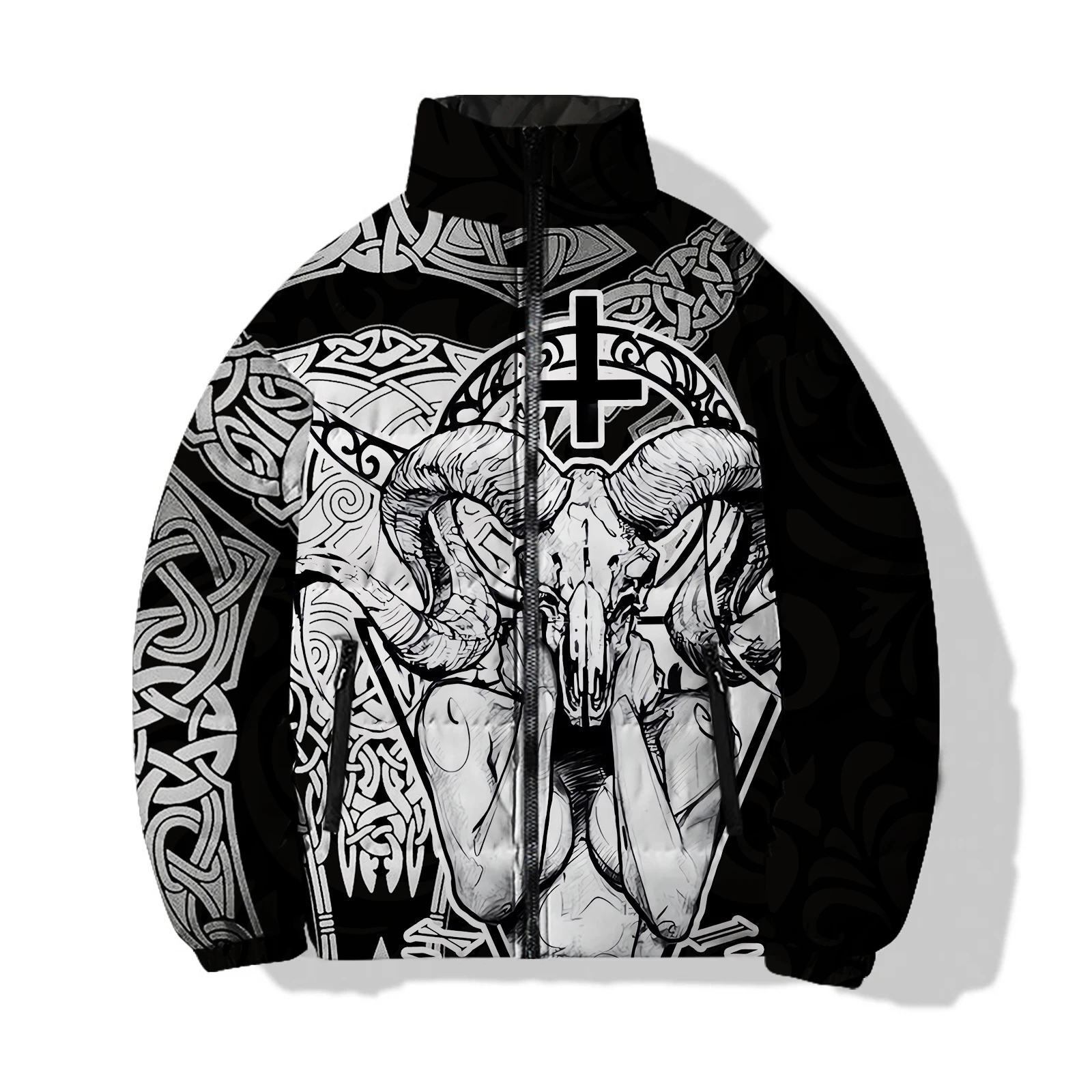 Herren Winter lässige Baumwoll kleidung lose Jacke Gothic Ghost Warrior und Monster bedruckte Baumwoll kleidung Harajuku Streetwear