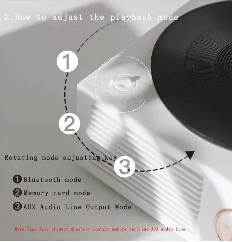 

Stereo Wireless Portable Record Player Vintage Retro Microphone Speaker HIFI Aux Support Shape Music Box Type Built-in Bluetooth