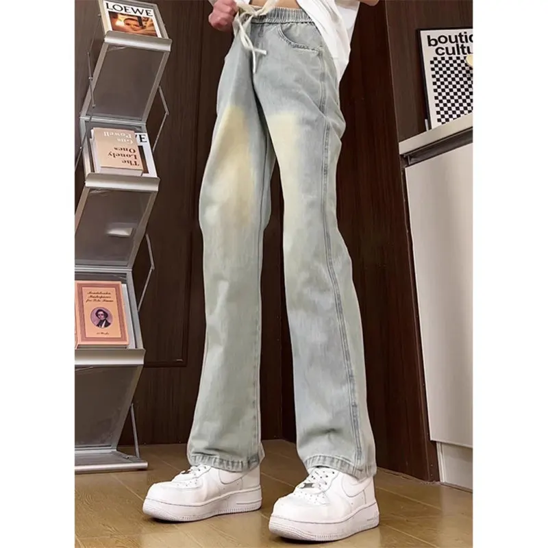 

Tapered Jeans Men's Summer Thin High Waist Extended Length American High Street Slim Straight Leg Cotton Denim Jeans