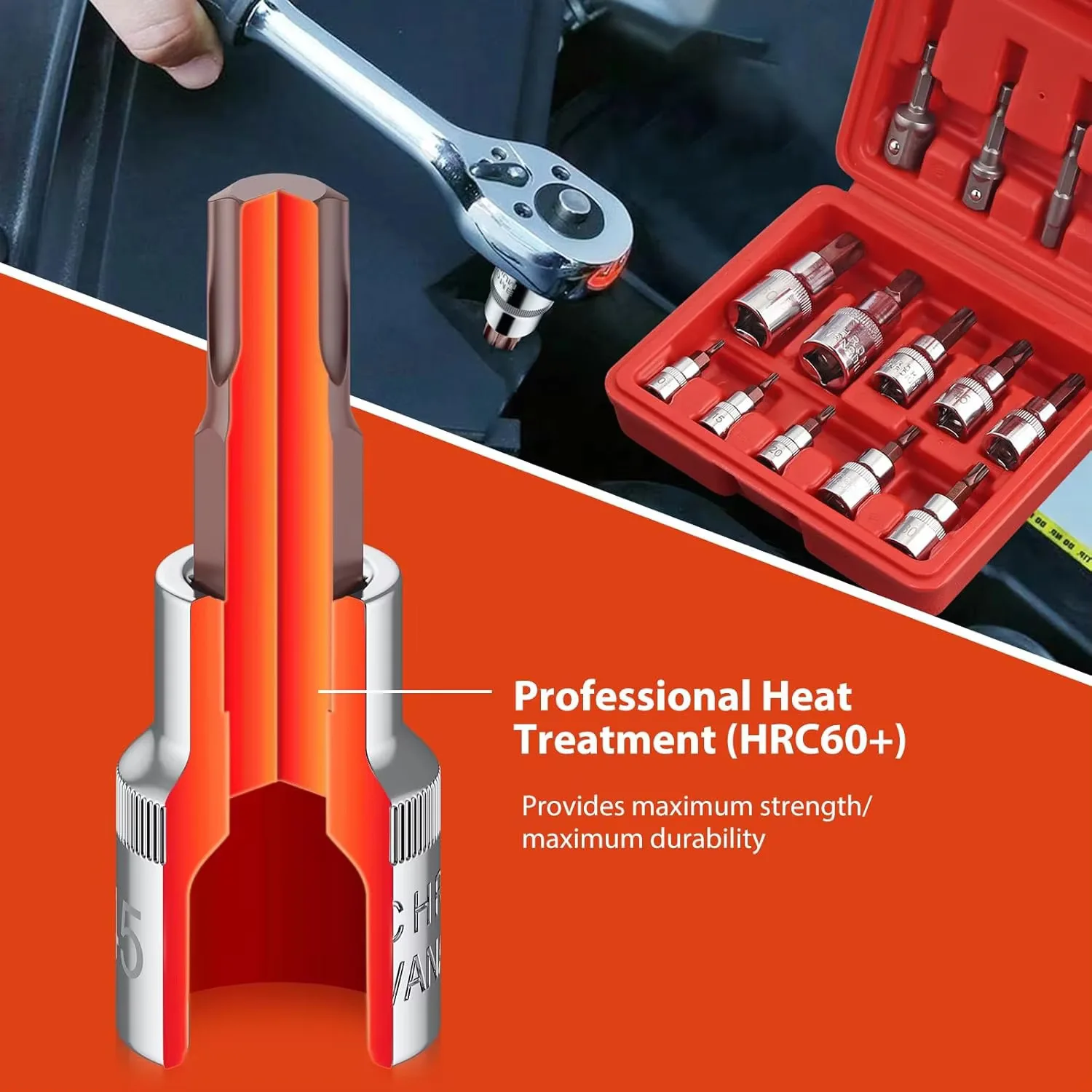 15PCS TX Star Bit Socket Set multifunzione durevole S2 acciaio T10-T60 1/4 3/8 1/2 pollici con custodia per riparazione camion auto