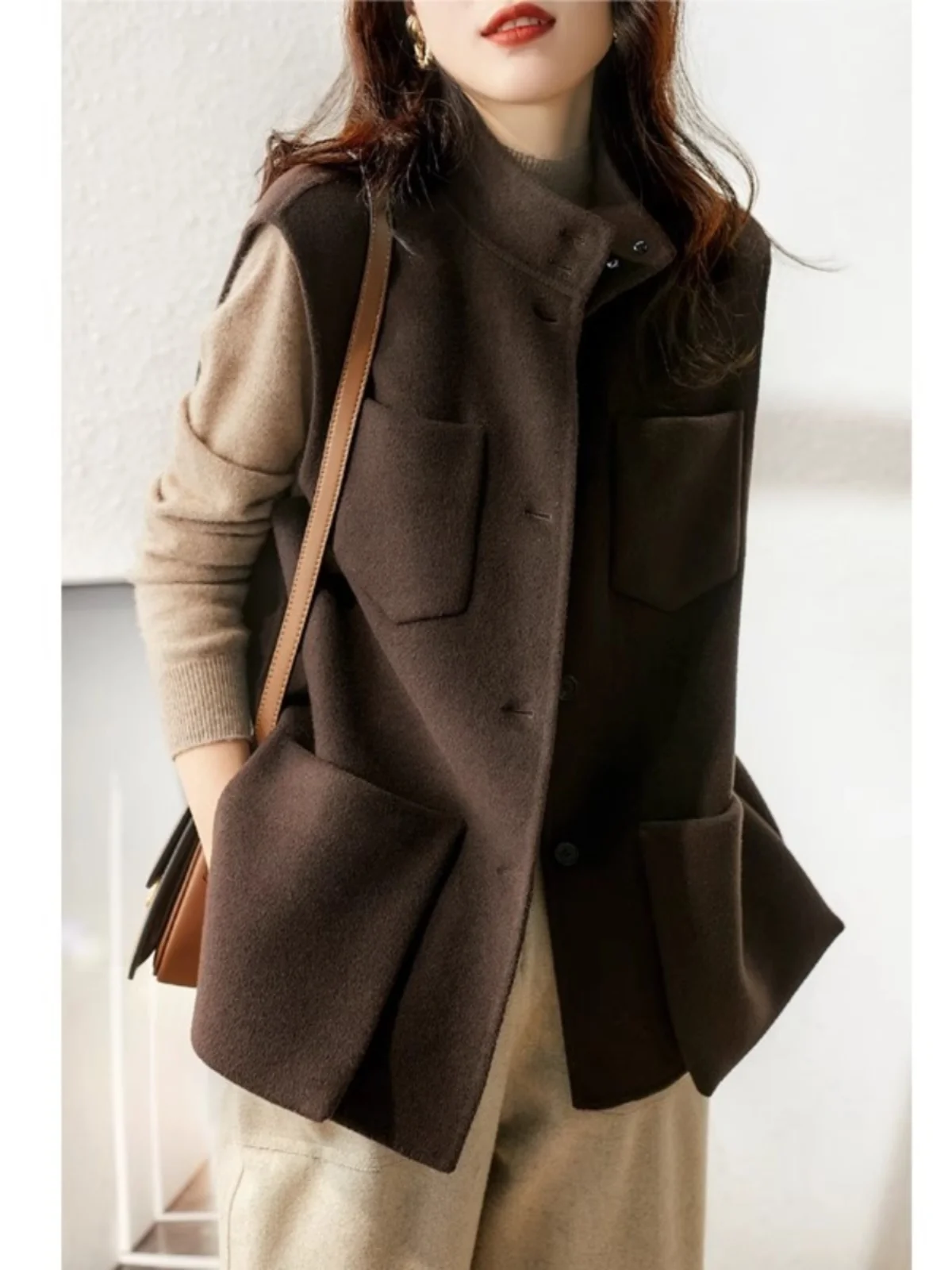 

Осень-зима женский винтажный шерстяной жилет костюм Jaet стандартной длины с одной пуговицей верхняя одежда для поездок на работу Sle Faion