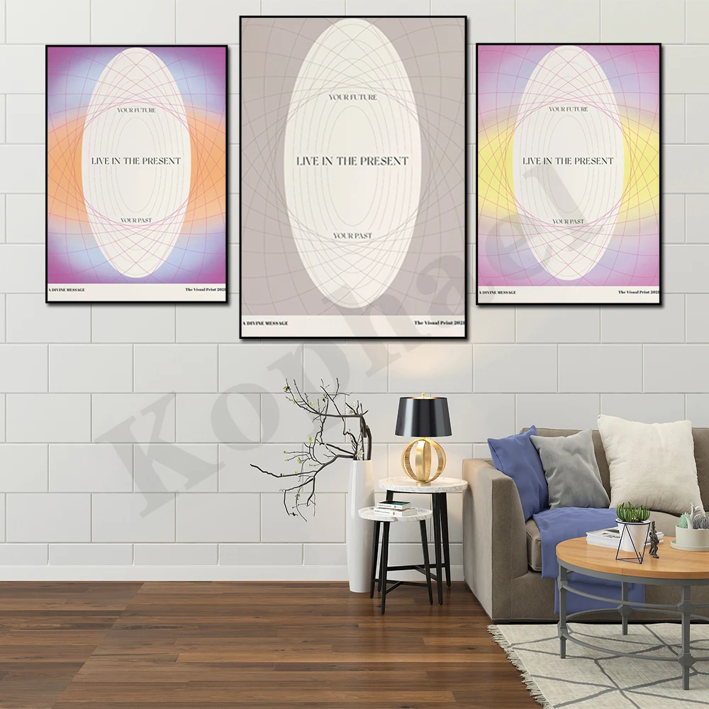 Abstract Rich Pastel Color Live In The Moment Gradient Spiritual Self-Improvement law Of Attraction Fashion Wall Art Poster