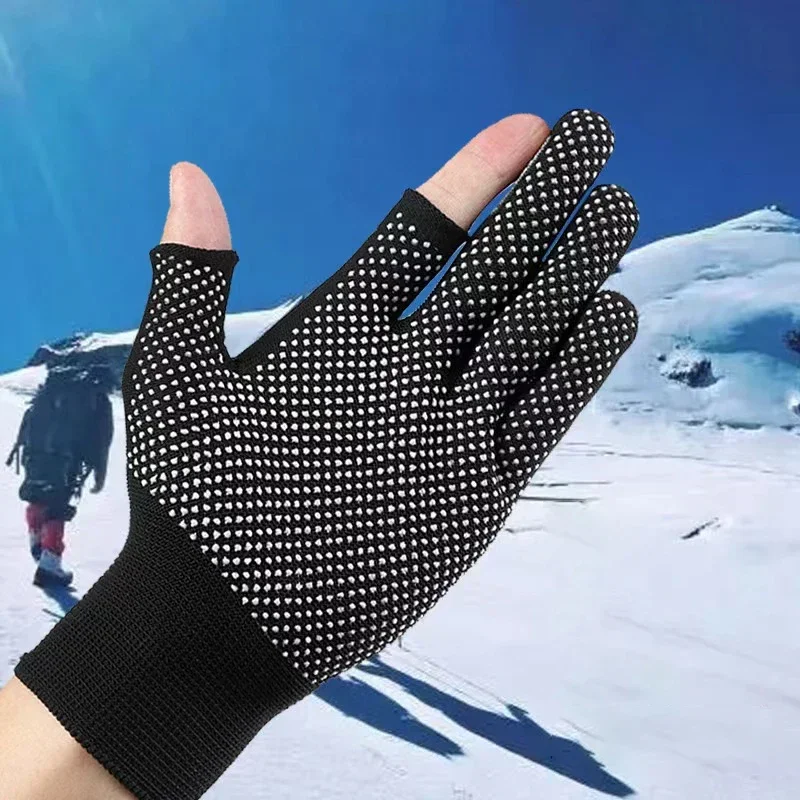 1 Pair Two-finger Sunblock Cycling Elastic Non-slip Nylon Leak Five-finger Half-cut Gloves motorcycle Mtb  gloves Gym gloves