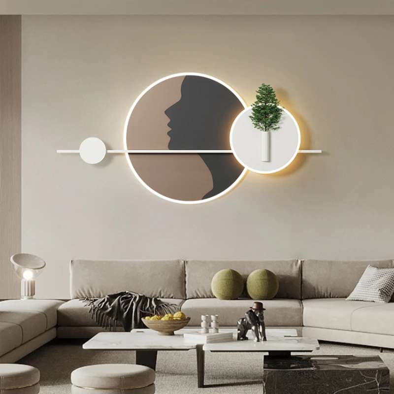 

Modern Geometry Wall Lamp Aisle Sofa TV Background Wall Art Mural Bedroom Living Room Decor Home Atmosphere Round Led Wall Light