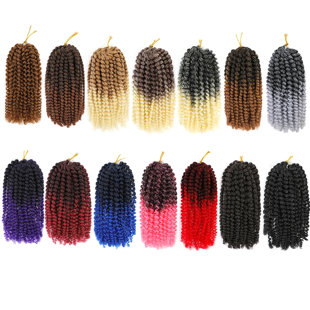 Short Passion Twist Hair 8 Inch Marlybob Crochet Hair 3 Bundles/Pack Premium Synthetic Kinky Curly Crochet Hair Extensions