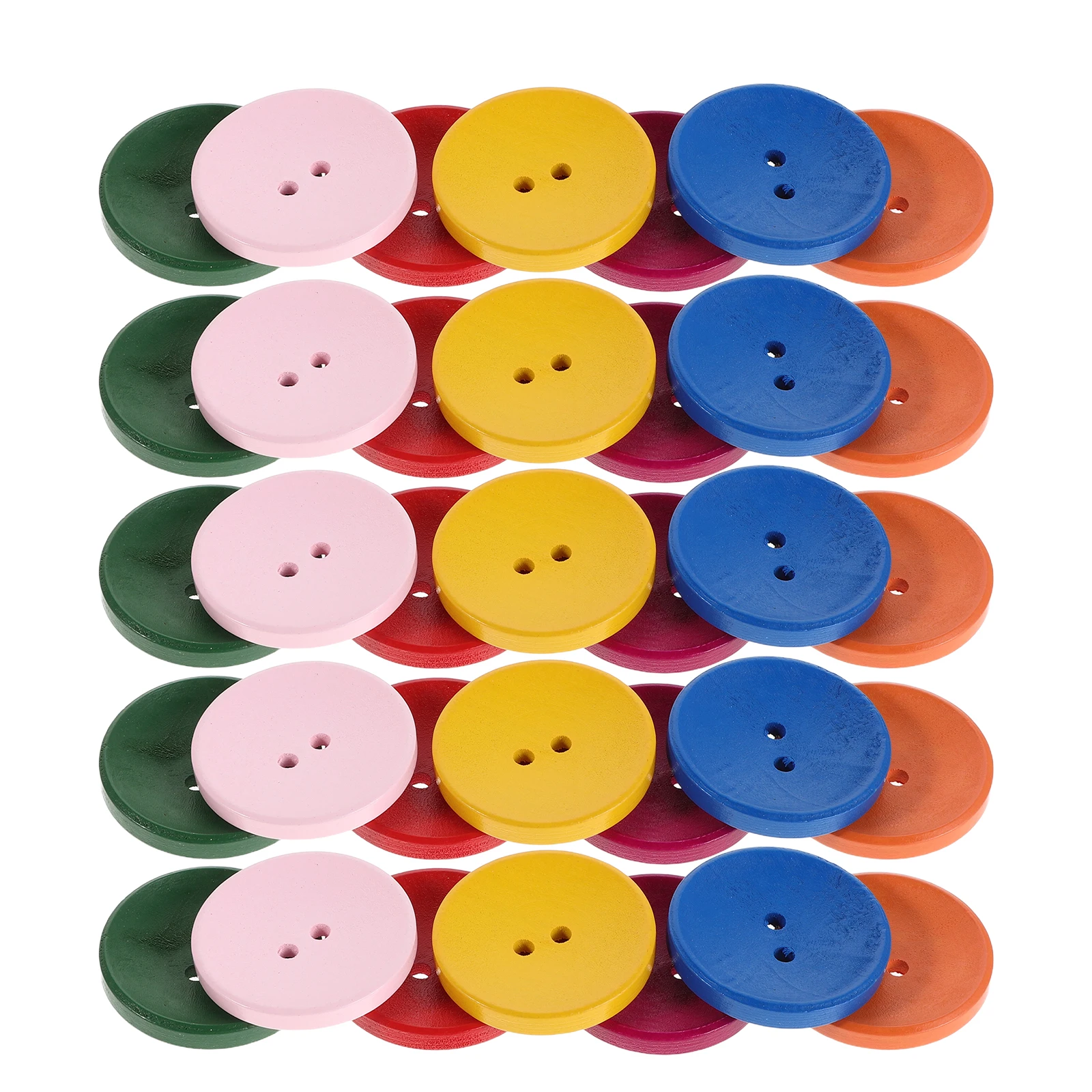 

50pcs Wooden Buttons Round Natural Brown Two-Hole For Diy Crafts Knitting Sewing Quilting Card Making Children'S Clothing Rustic