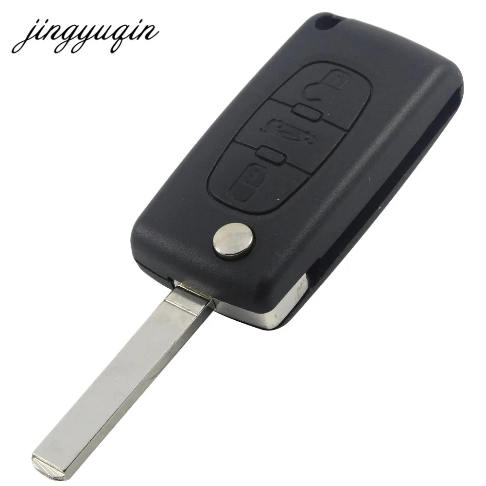 

jingyuqin 10X Flip Remote Key Shell for CITROEN C3 C4 Hatch Coupe VTR Berlingo C6 C8 Peugeot 407 306 3BTN Folding Key Case